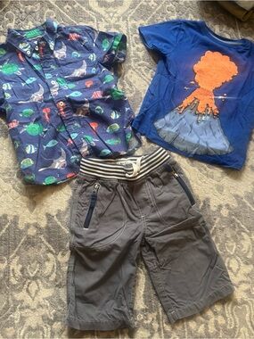 Boden Kids Shirt with Blue, Green and Yellow Print